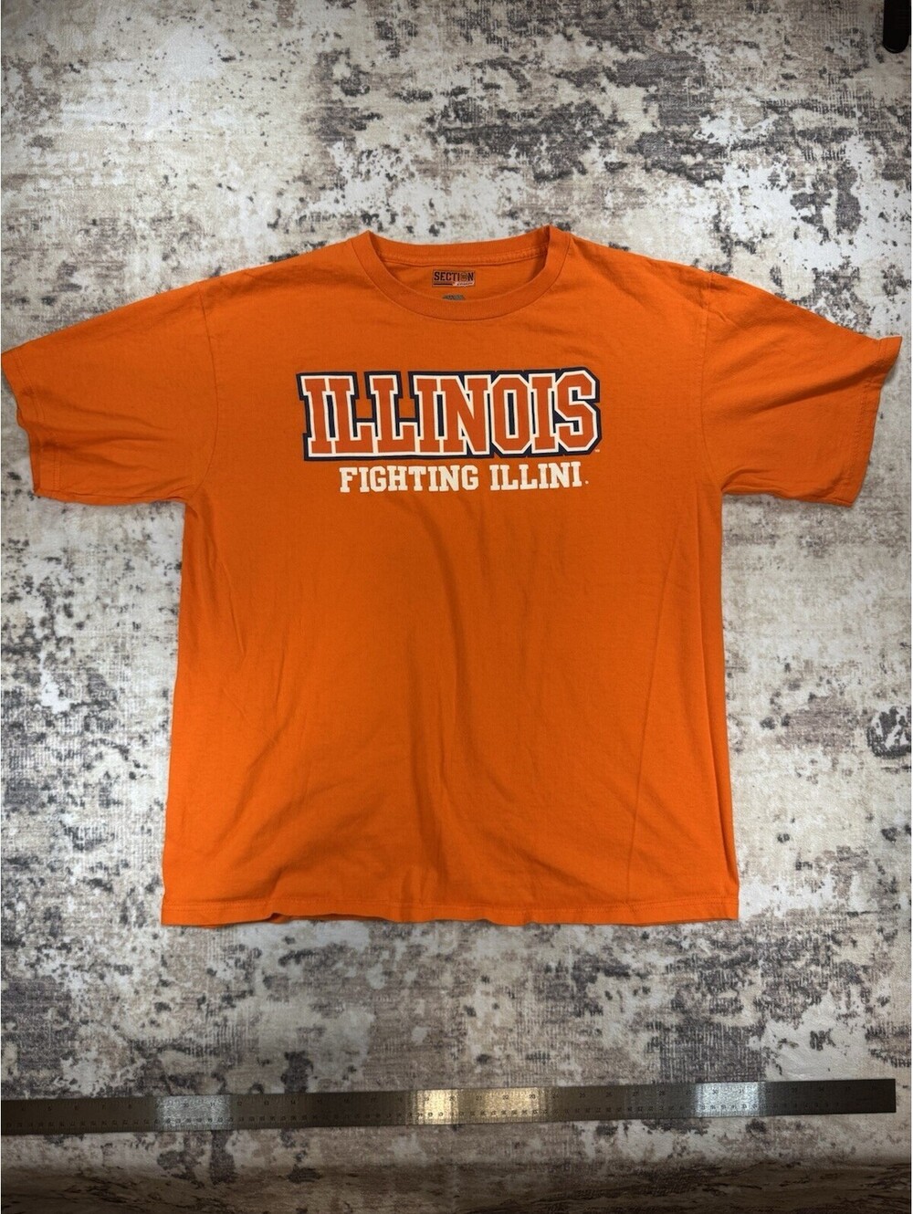 Majestic Illinois Fighting Illini Mens Large Orange T-Shirt NCAA College A2029